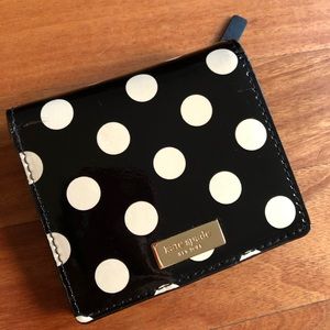 Kate Spade patent leather polka dot bifold wallet